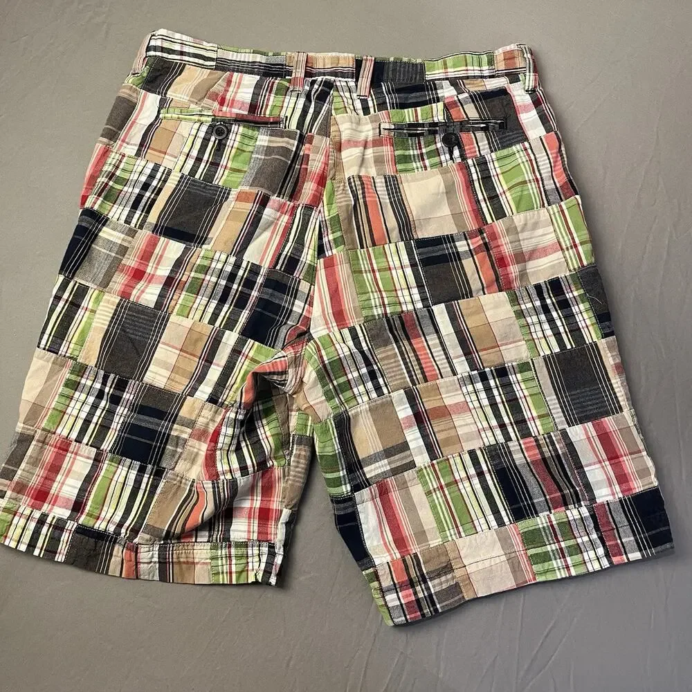 Madison Men's Size 34 Shorts Plaid Patchwork Multicolor Cotton Madras Beach